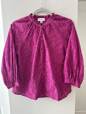Evereve Eyelet Button Up Blouse